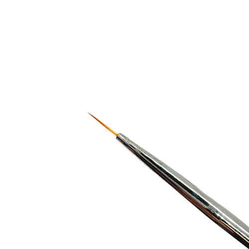 Pennello sintetico, a punta ultra fine per decorazioni in gel, manico in metallo con tappo di protezione