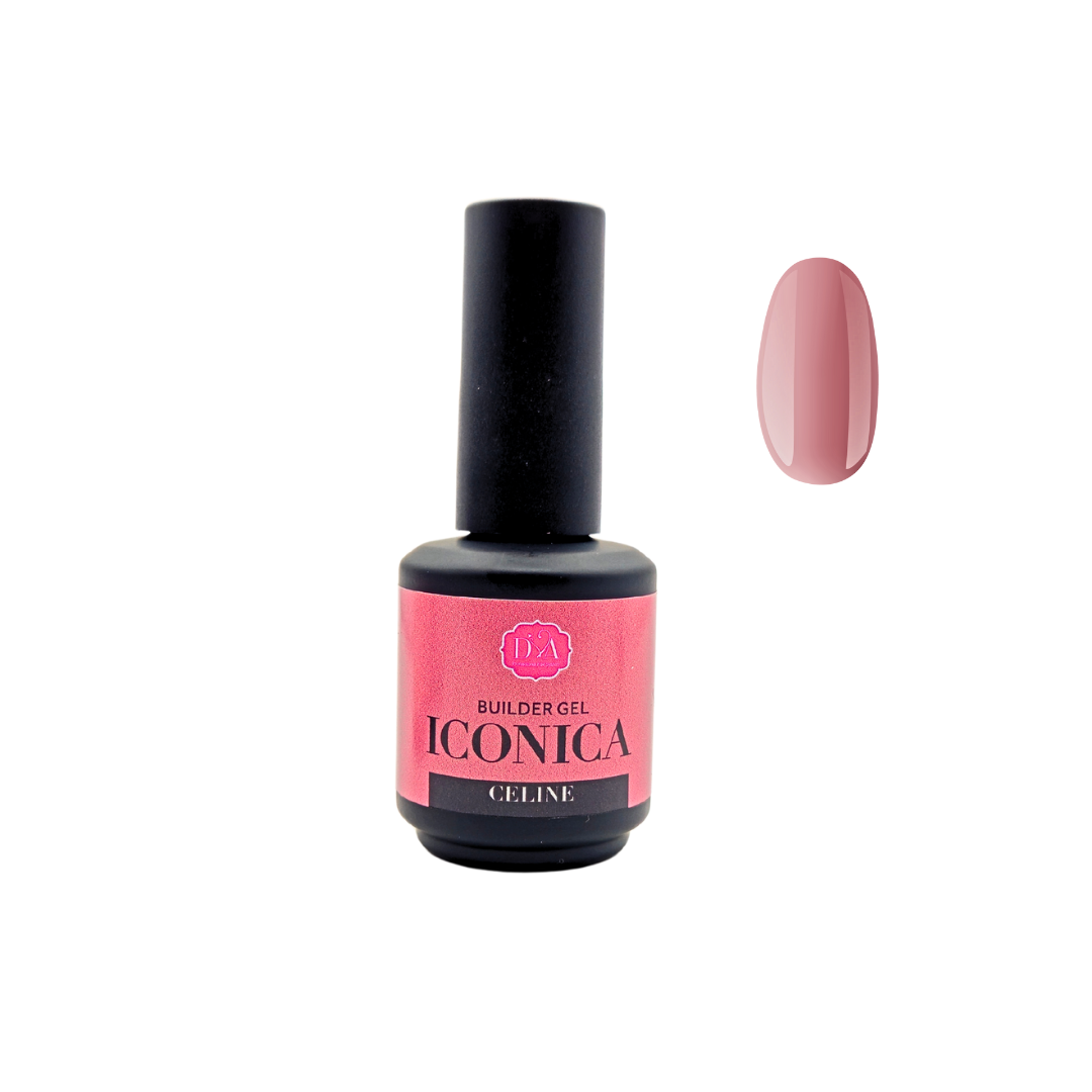 bottiglietta iconica builder gel celine diva nails con pennellino e tip nude