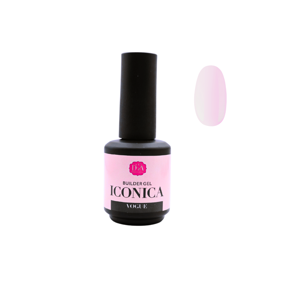 bottiglietta iconica builder gel vogue diva nails con pennellino e tip rosa freddo